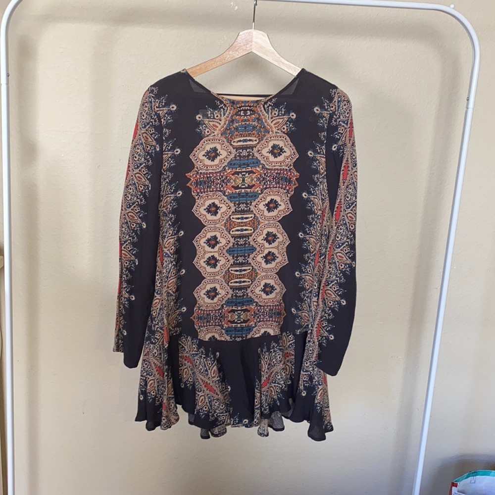 printed open back free people flowy dress!